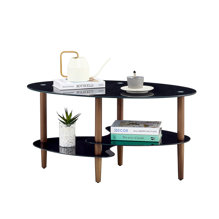 Hokku Designs Black Oval Glass Coffee Table Wayfair